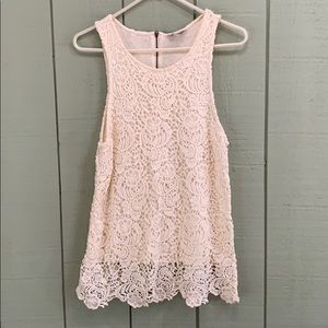 White crochet long tank